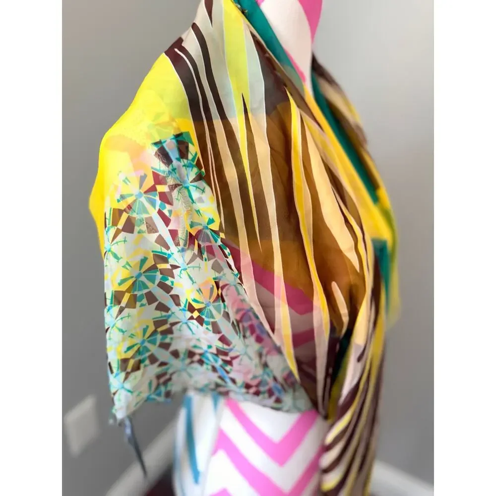 NWT Accessory Street Geometric Zebra Multi-Pattern Sheer Scarf Eyelash Fringe